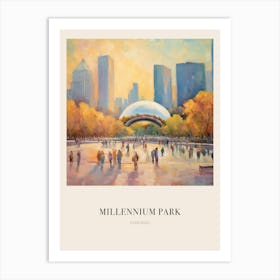 Millennium Park Chicago 2 Vintage Cezanne Inspired Poster Art Print