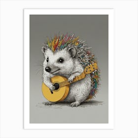 Hedgehog Playing Guitar 7 Art Print