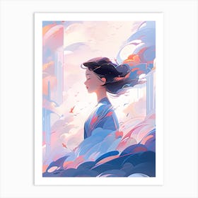 Girl In The Clouds Art Print