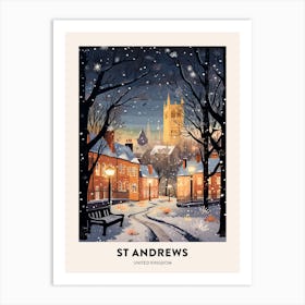 Winter Night  Travel Poster St Andrews United Kingdom 2 Art Print