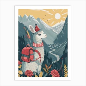 Llama In The Mountains Art Print