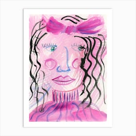 Female Face - watercolor painting woman portrait vertical Art Print