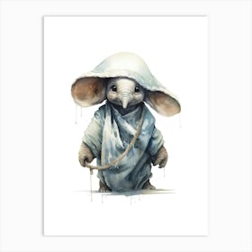 Baby Elephant As A Jedi Watercolour 2 Art Print