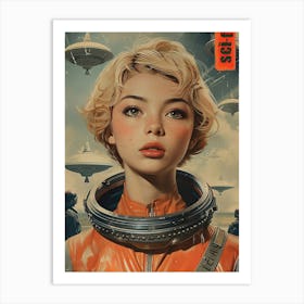 Cute girl wearing a space suit Art Print