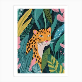 Leopard in the Jungle Gouache Painting Art Print