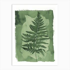 Green Ink Painting Of A Wood Fern 1 Art Print