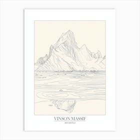 Vinson Massif Antarctica Line Drawing 7 Poster Art Print