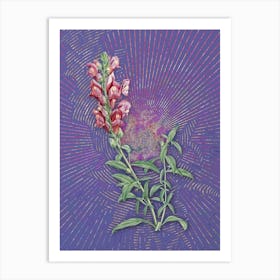 Vintage Red Dragon Flowers Botanical Illustration on Veri Peri n.0016 Art Print