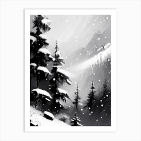 Snowflakes In The Mountains,Snowflakes Black & White 1 Art Print