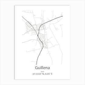 Guillena,Spain Minimalist Map Art Print