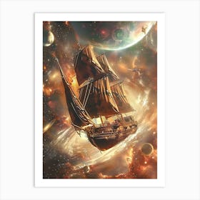 Fantasy Ship Floating in the Galaxy 16 Art Print