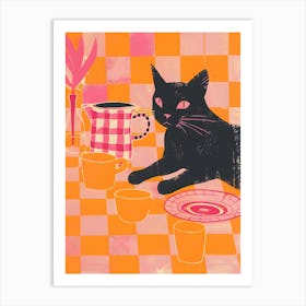 Cat On A Table Art Print