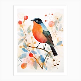 Bird Painting Collage Robin 4 Art Print