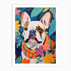 Bulldog Portrait With A Flower Crown, Matisse Painting Style 3 Art Print