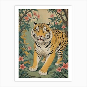 Tiger In The Floral Jungle Art Print