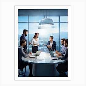 Corporate Brainstorming Session Captured In A Digital Painting Featuring A Diverse Team Of Professio (6) Art Print