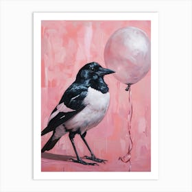 Cute Magpie With Balloon Art Print