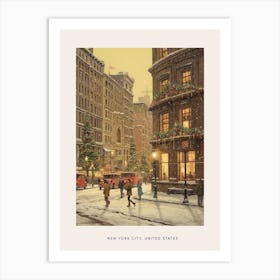 Vintage Winter Poster New York City Usa 7 Art Print