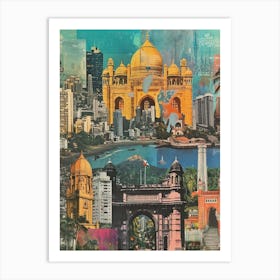 Mumbai   Retro Collage Style 3 Art Print