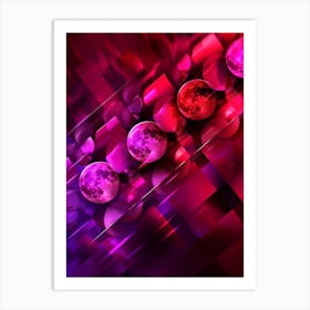 Abstract Red Moon Art Print