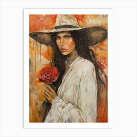 Woman With A Rose 1 Art Print