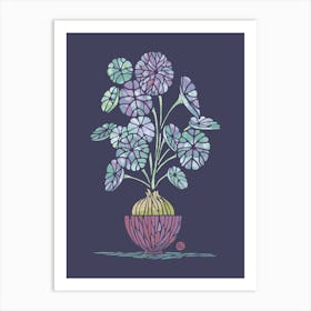 Watercolor Stephania Erecta leaves [navy-blue] Art Print