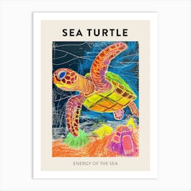Abstract Rainbow Sea Turtle Doodle Poster Art Print