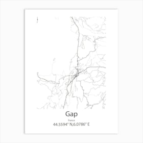 Gap,France Minimalist Map Art Print