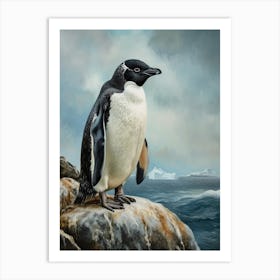 Adlie Penguin Bartolom Island Oil Painting 3 Art Print