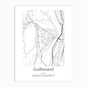 Guilherand,France Minimalist Map Art Print