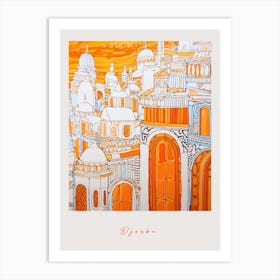 Djerba Tunisia Orange Drawing Poster Art Print