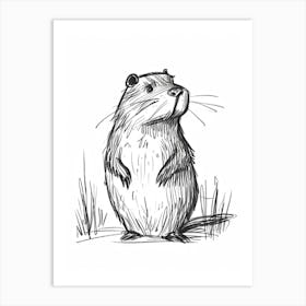 B&W Beaver 2 Art Print