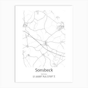 Sonsbeck,Germany Minimalist Map Art Print