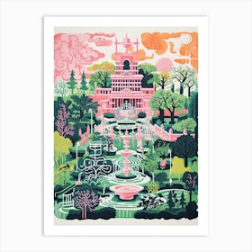 Versailles Gardens Abstract Riso Style 4 Art Print