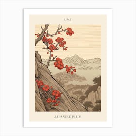 Ume Japanese Plum 2 Japanese Botanical Illustration Poster Art Print