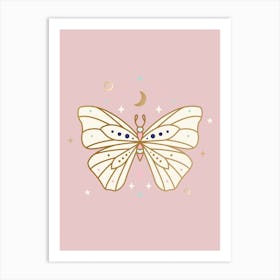 Butterfly On Pink Art Print