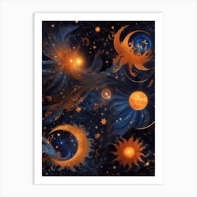 Sun, Moon And Stars Art Print