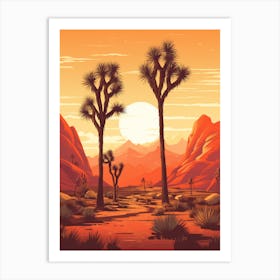  Retro Illustration Of A Joshua Trees At Dawn In Desert 7 Art Print
