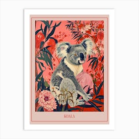 Floral Animal Painting Koala 3 Poster Art Print