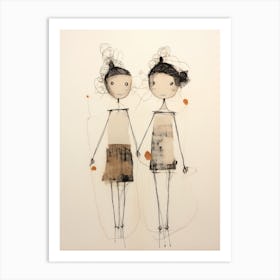 Two Girls Holding Hands Art Print