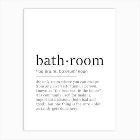 Bathroom Definition Poster - Dictionary Art Print