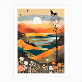 Butterfly Landscape Sunrise III Art Print