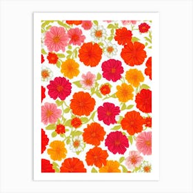 Zinnia Floral Print Warm Tones 1 Flower Art Print