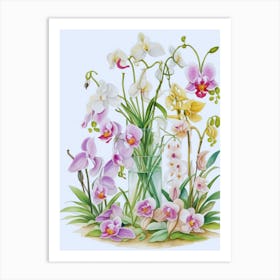 Beautiful Orchids In A Vase Art Print