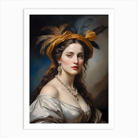 Elegant Classic Woman Portrait Painting (18) Art Print