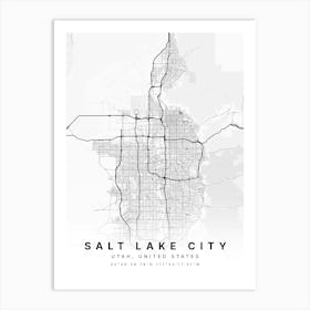 Salt Lake City Utah USA White Map Poster