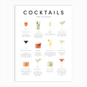 Classic Cocktail Guide Art Print