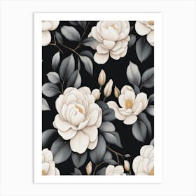 White Magnolia Wallpaper Art Print