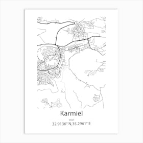 Karmiel,Israel Minimalist Map Art Print