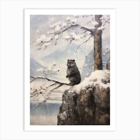 Vintage Winter Animal Painting Marten Art Print